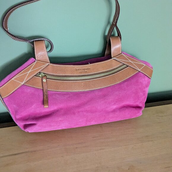 Kate Spade Hot Pink Suede Satchel Handbag - Picture 1 of 12